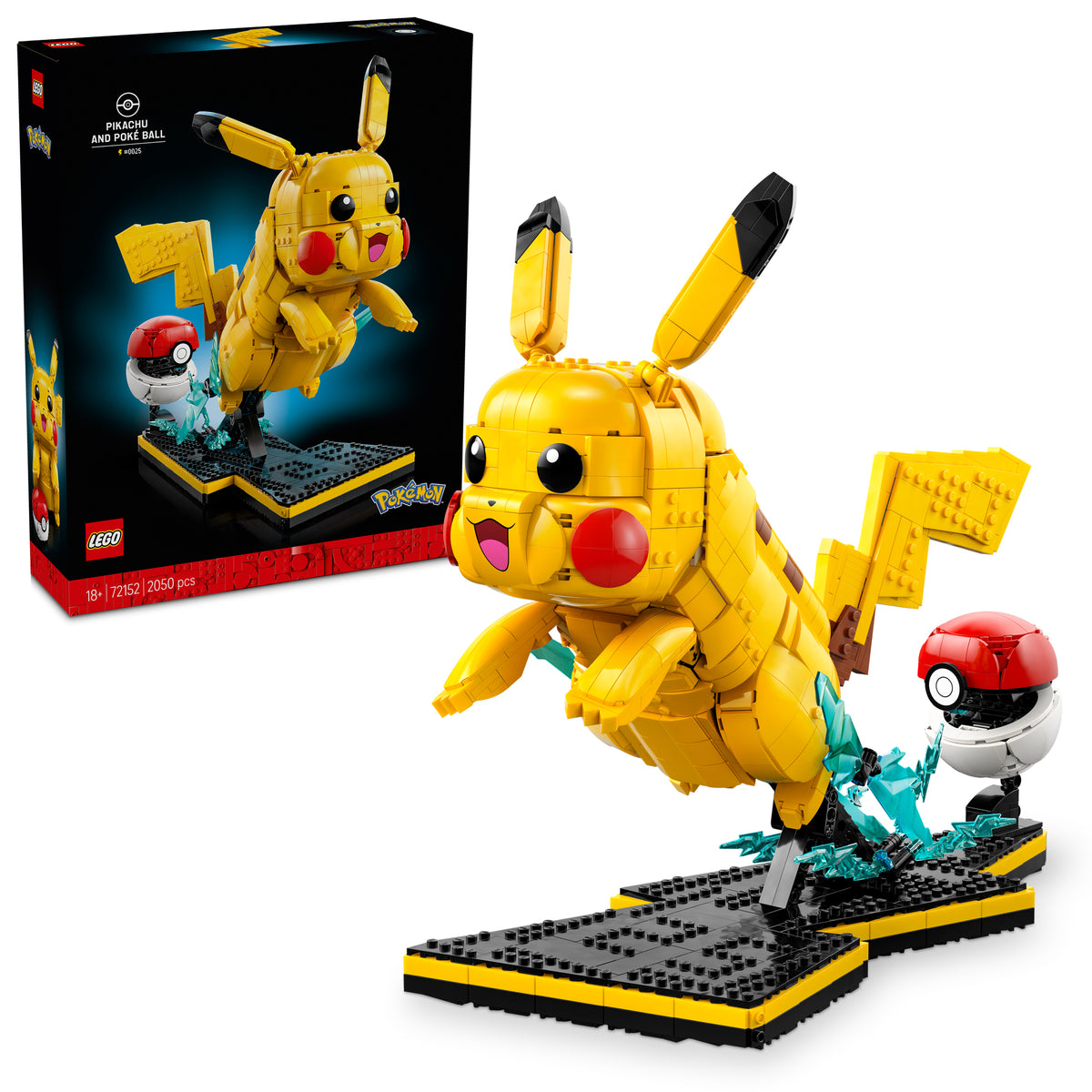 LEGO Pokémon Pikachu and Poké Ball, 72152, Ages 18+, 2050 Pieces