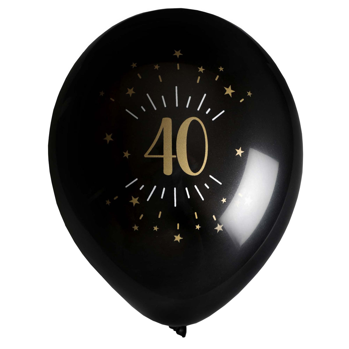 SANTEX Age Specific Birthday Black and Gold 40th Birthday Latex Balloons, 12 Inches, 6 Count 3660380070412