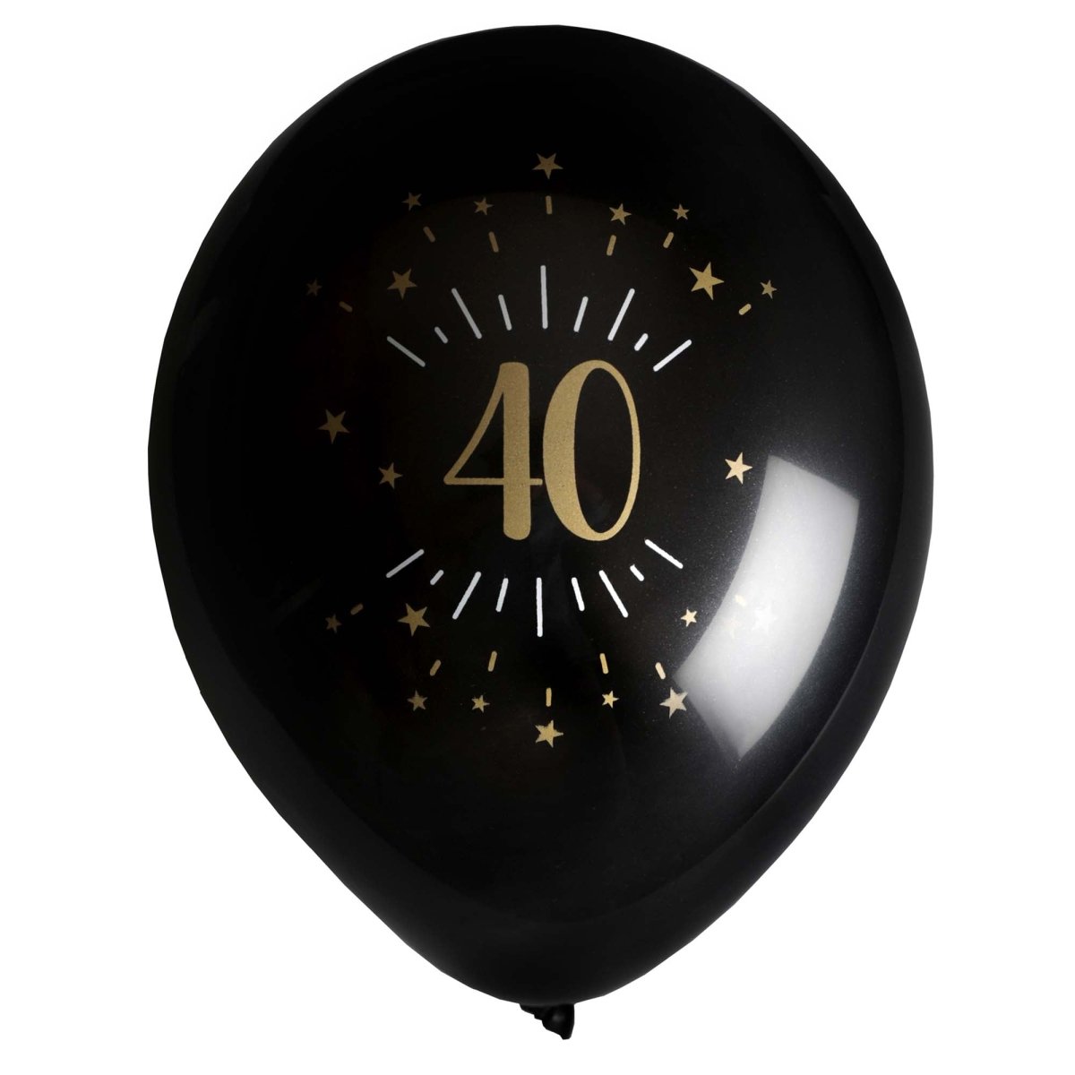 SANTEX Age Specific Birthday Black and Gold 40th Birthday Latex Balloons, 12 Inches, 6 Count 3660380070412