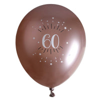 SANTEX Age Specific Birthday Rose Gold 60th Birthday Latex Balloons, 12 Inches, 6 Count 3660380071297