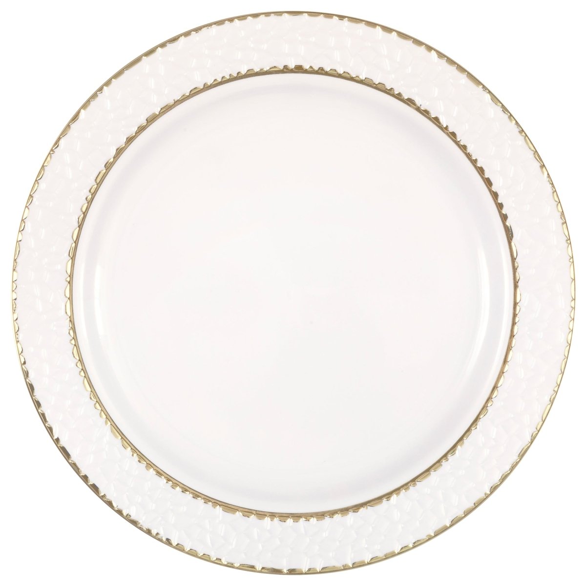 Grandes assiettes rondes en plastique avec bords dorés, 10.5 pouces, 8 unités