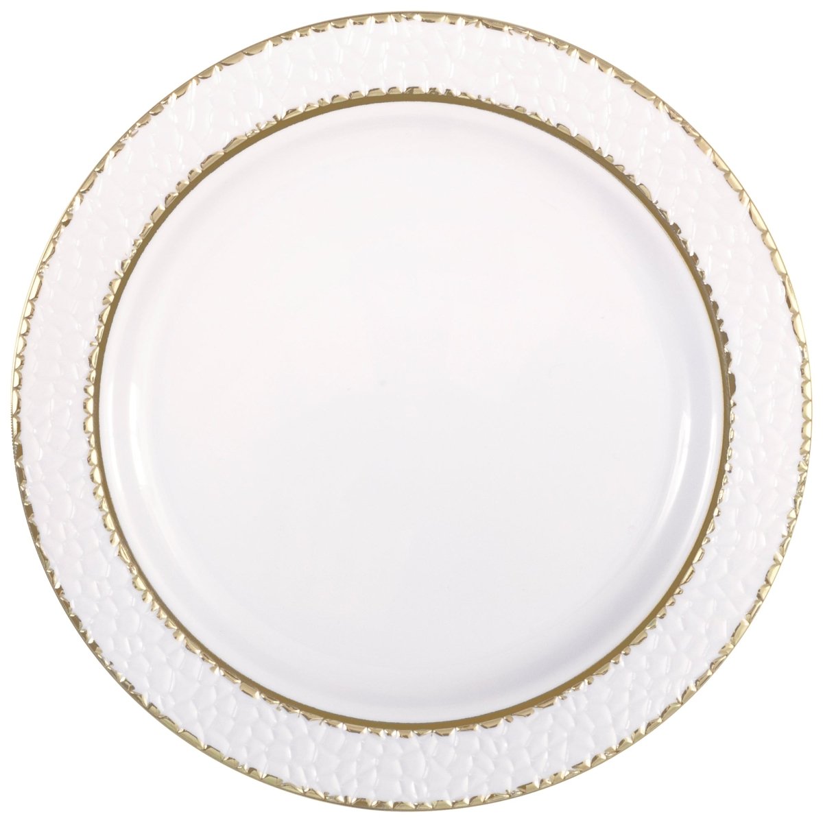 Petites assiettes rondes en plastique avec bords dorés à dessert, 7.5 pouces, 8 unités