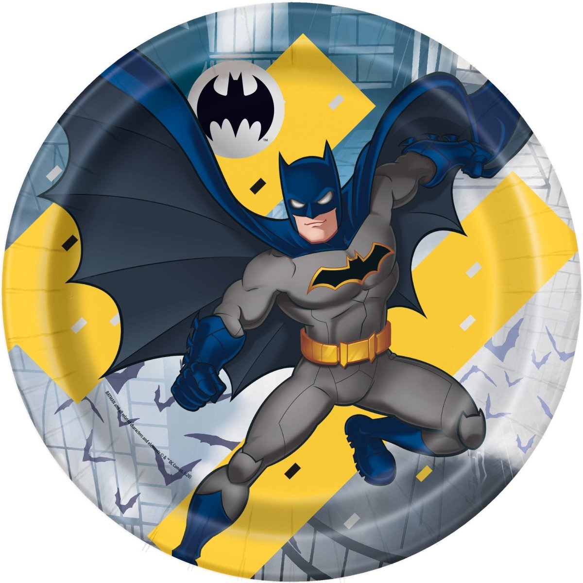 Grandes assiettes rondes en papier Batman pour anniversaire, 9 pouces, 8 unités