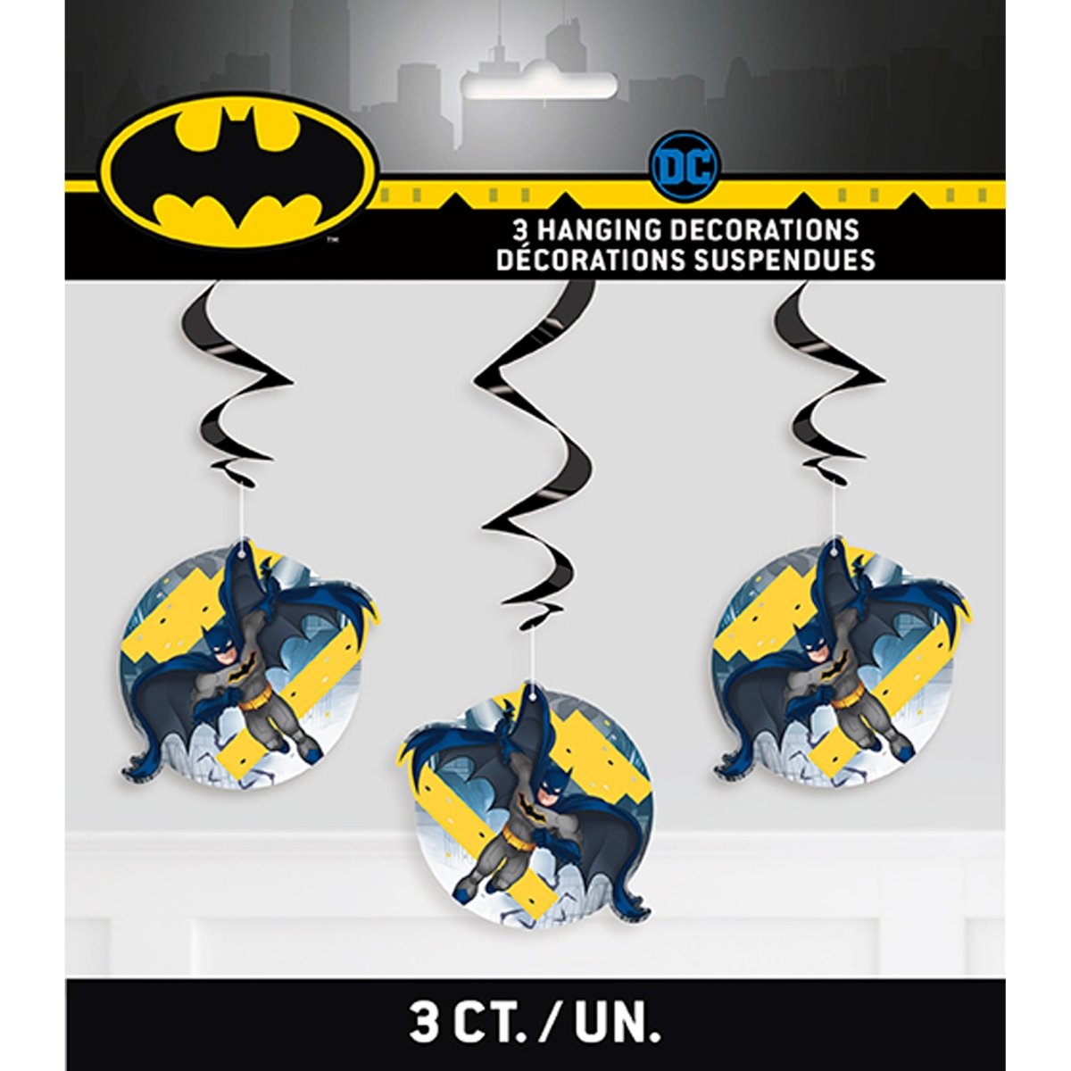 Décorations spirales suspendues Batman pour fête d’anniversaire, 26 pouces, 3 unités