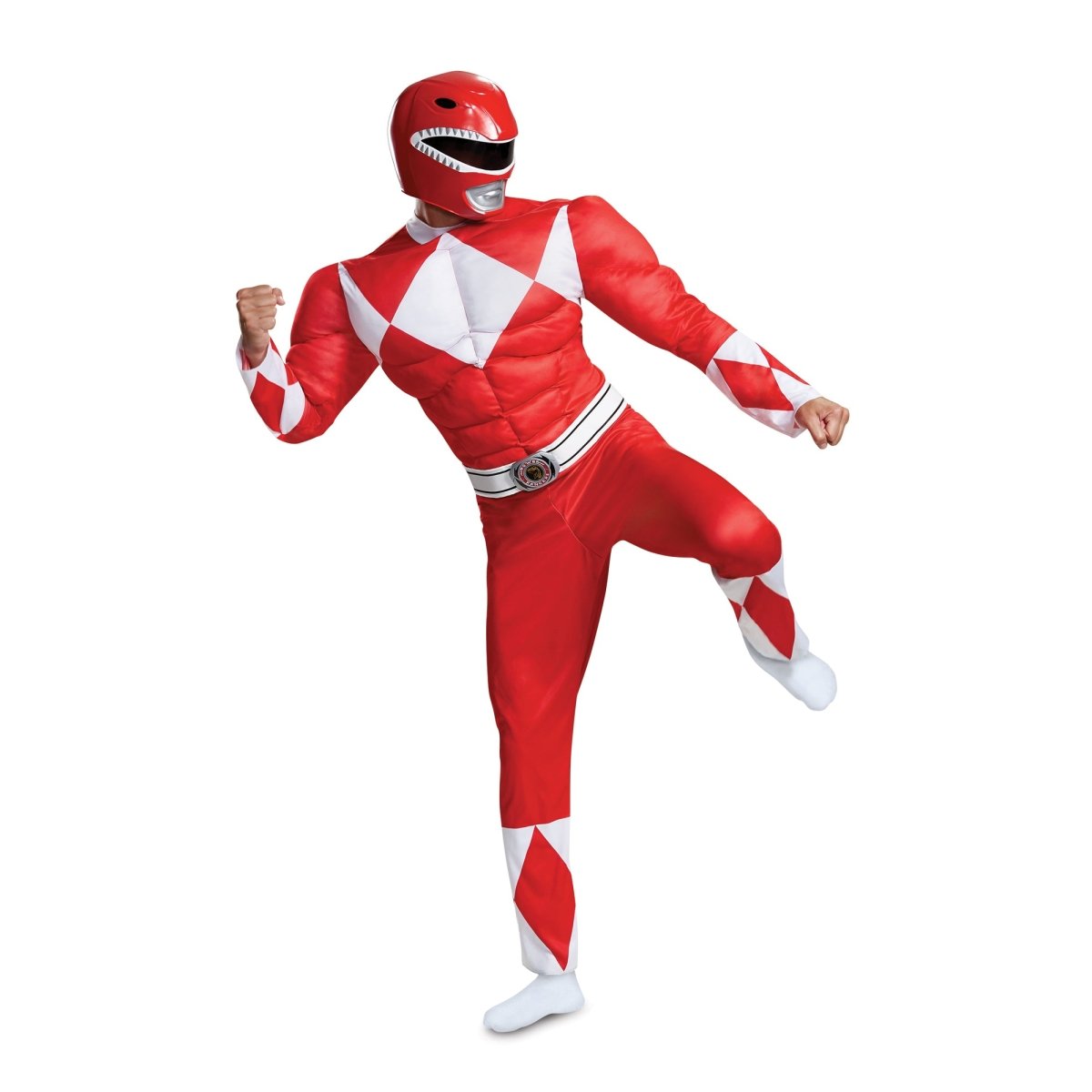 Red Power Ranger Muscle Red Ranger Muscle Costume for Adults, Power Rangers | Party Expert
