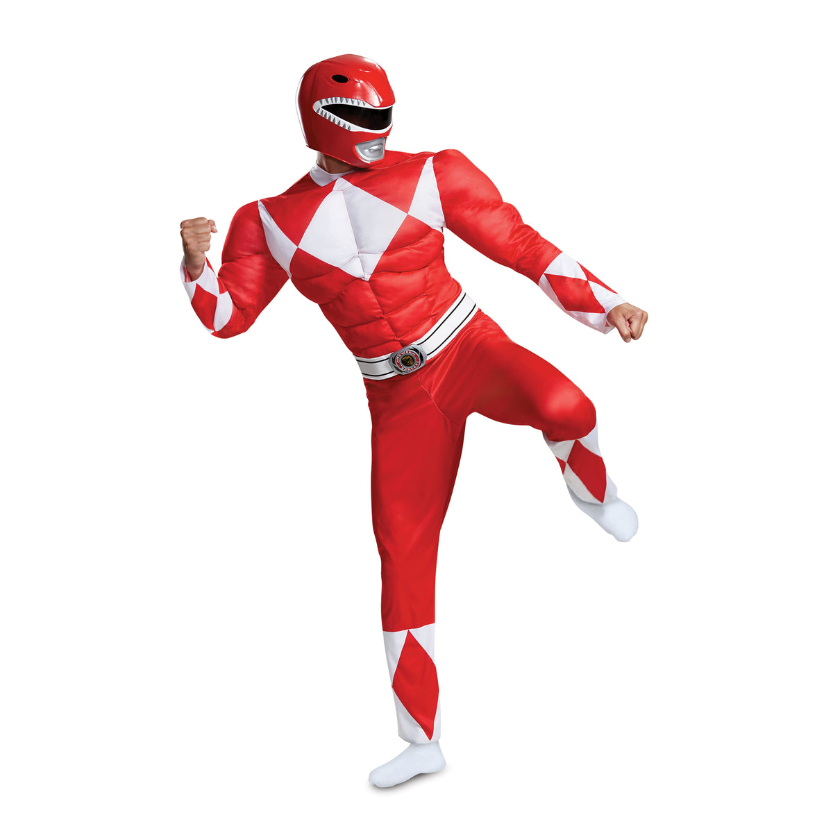 Red Ranger Muscle Costume for Adults, Power Rangers