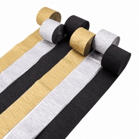 Celebration Kit Paper Crepe Streamer, Gold, Silver and Black, 82 Ft, 6 Count
