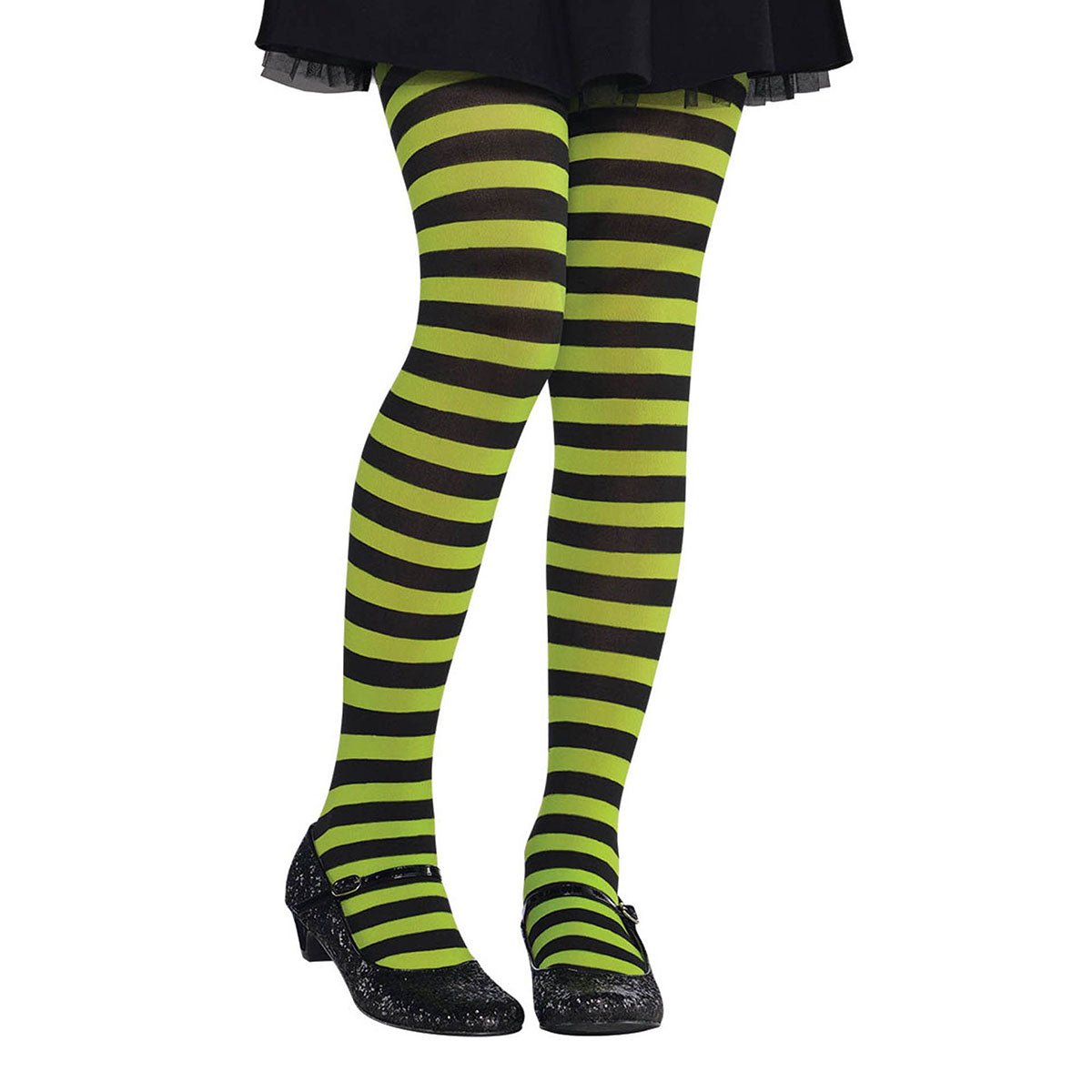 Striped Tights - Child - Green/black