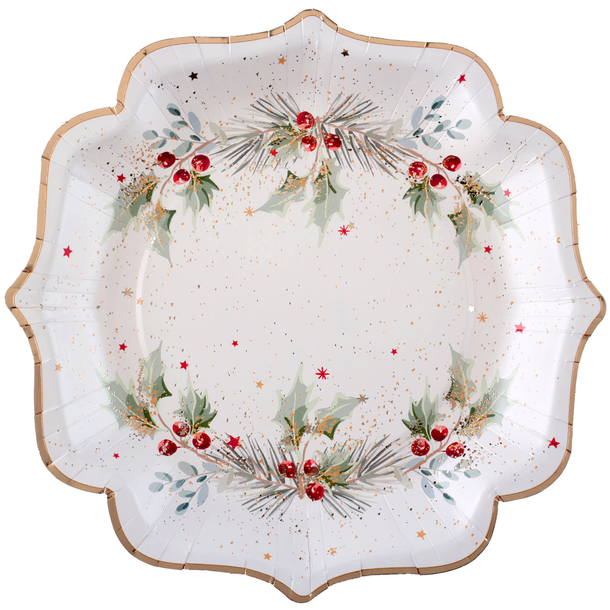 Étoile Filante Rouge -  Starry Holly Plates 8 In. 10/Pkg