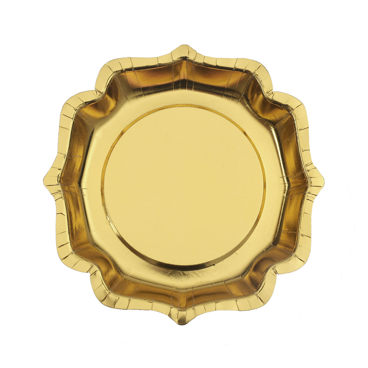 Ornement Étincelant Ivoire - Shiny Scallopped Plates 8 In. 10/Pkg - Gold