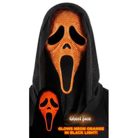 Scream Ghost Face Neon Orange Bling Mask for Adults