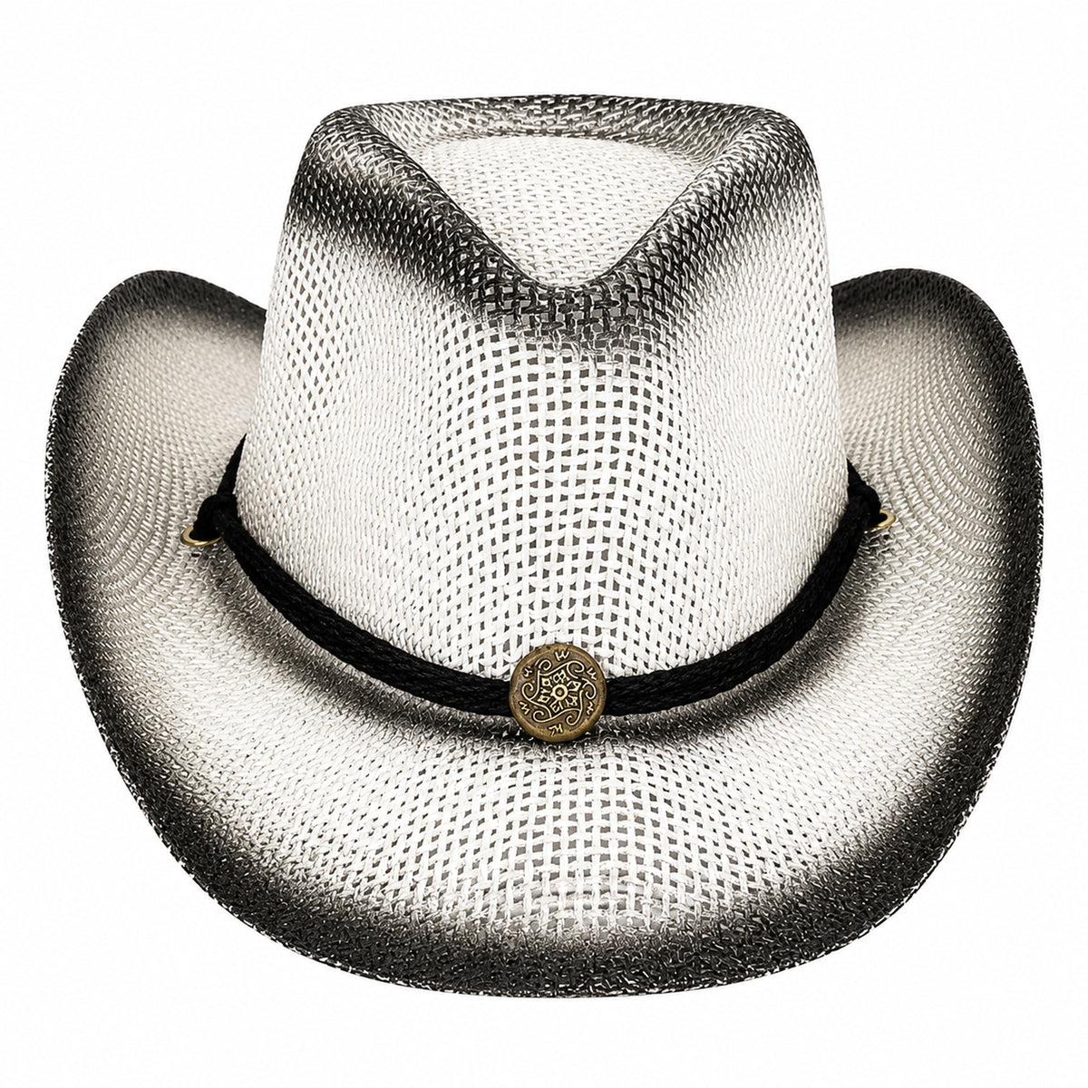 Black and White Paper Straw Cowboy Hat for Kids