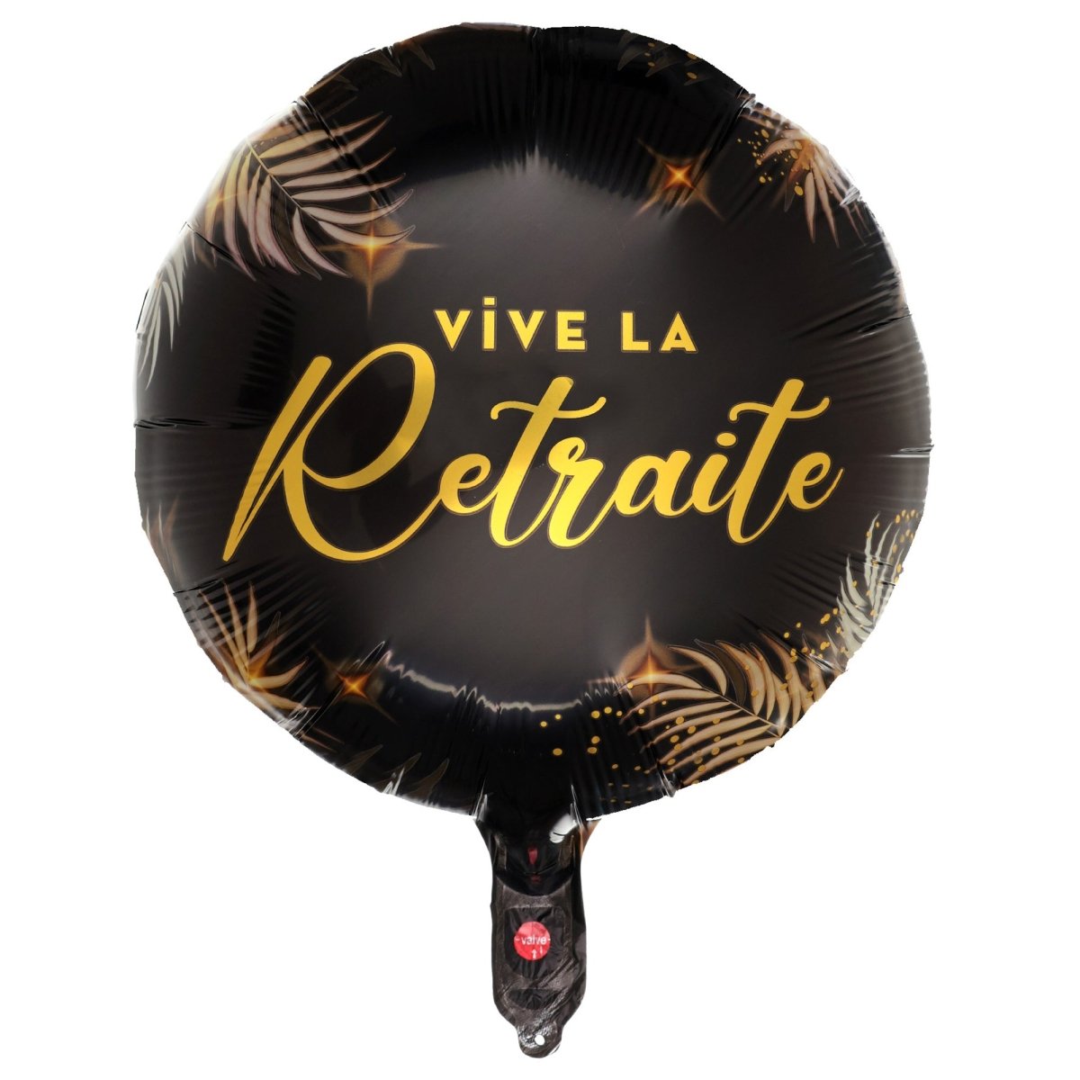 Ballon mylar rond Retraite Dorée Noire, 18 pouces, 1 unité