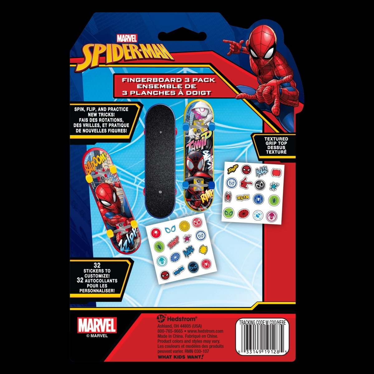 Mini planches à roulettes de Spider-Man avec feuilles d'autocollants, 5 unités
