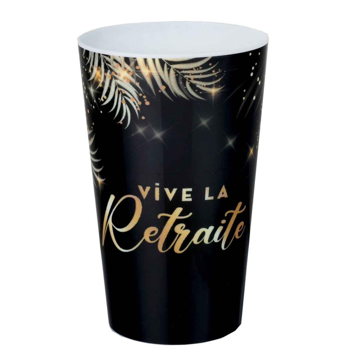 Verre en plastique 'Retraite Dorée Noire', 1 unité