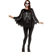 Rhinestone Skeleton Bling Poncho for Adults