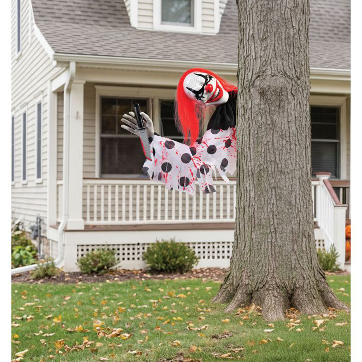 Clown traqueur effrayant, décoration extérieure d’Halloween, 1 unité