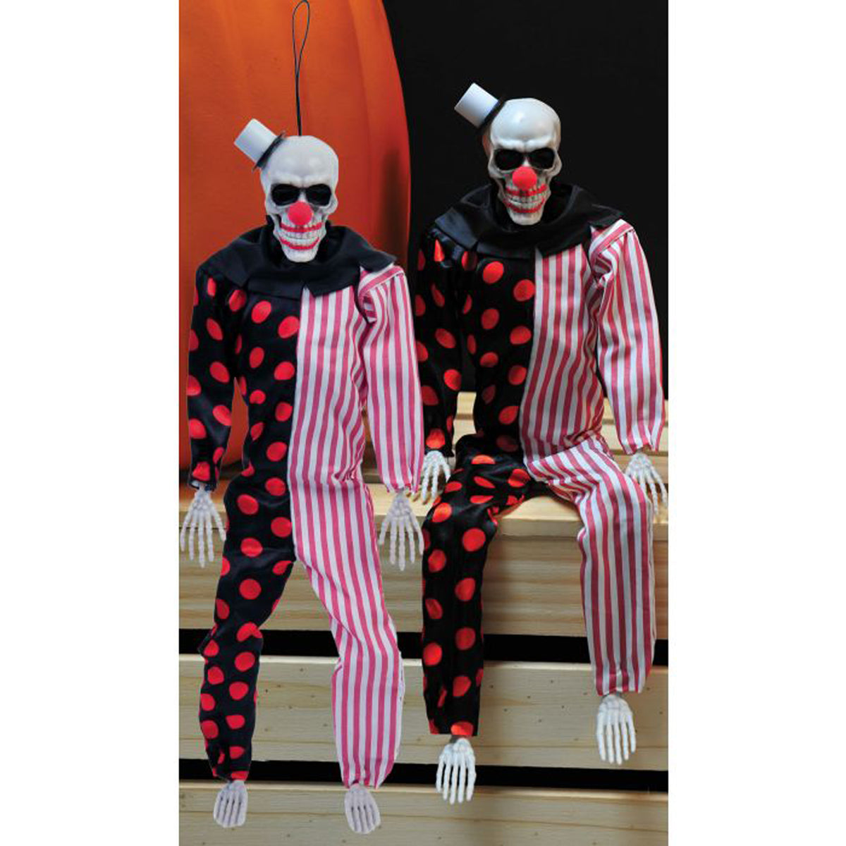 Décoration d’Halloween clown squelette effrayant, 14 pouces, 1 unité
