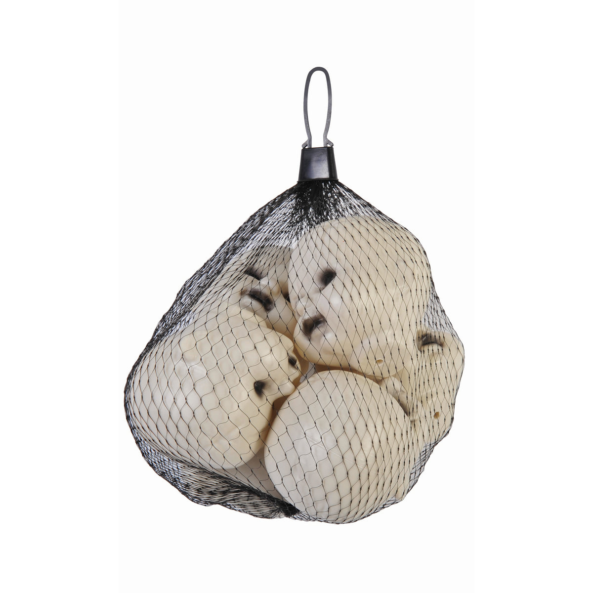 Têtes de poupée dans un sac en filet, décoration d’Halloween, 2,5 pouces, 6 unités