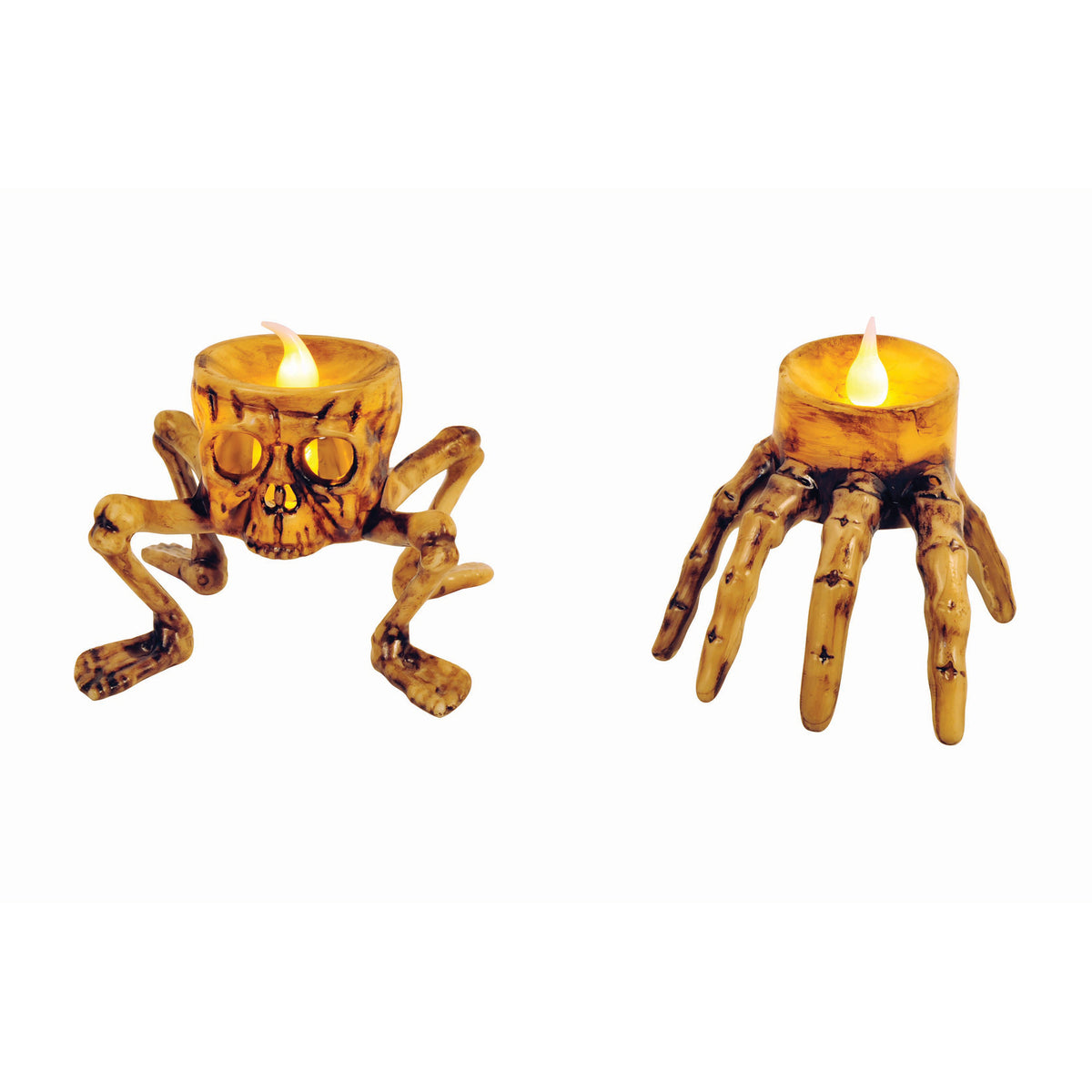 Chandelle effrayante lumineuse à squelette, décoration d’Halloween, Assortiment, 1 unité