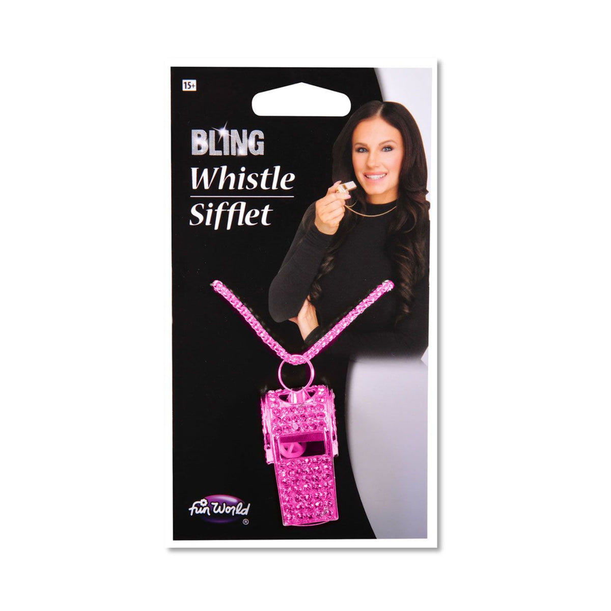 Sifflet de police bling rose à strass, 1 unité