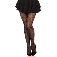 Black Love Struck Heart Net Tights for Adults