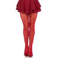Red Love Struck Heart Net Tights for Adults