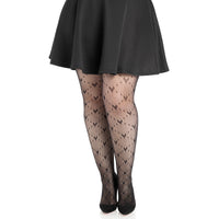 Black Plus Size Love Struck Heart Net Tights for Adults
