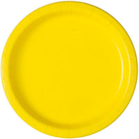 Neon Yellow Small Round Dessert Plastic Plates, 7 Inches, 20 Count