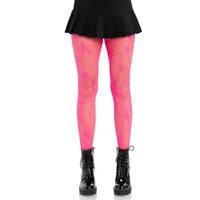 Neon Pink Star Net Tights for Adults