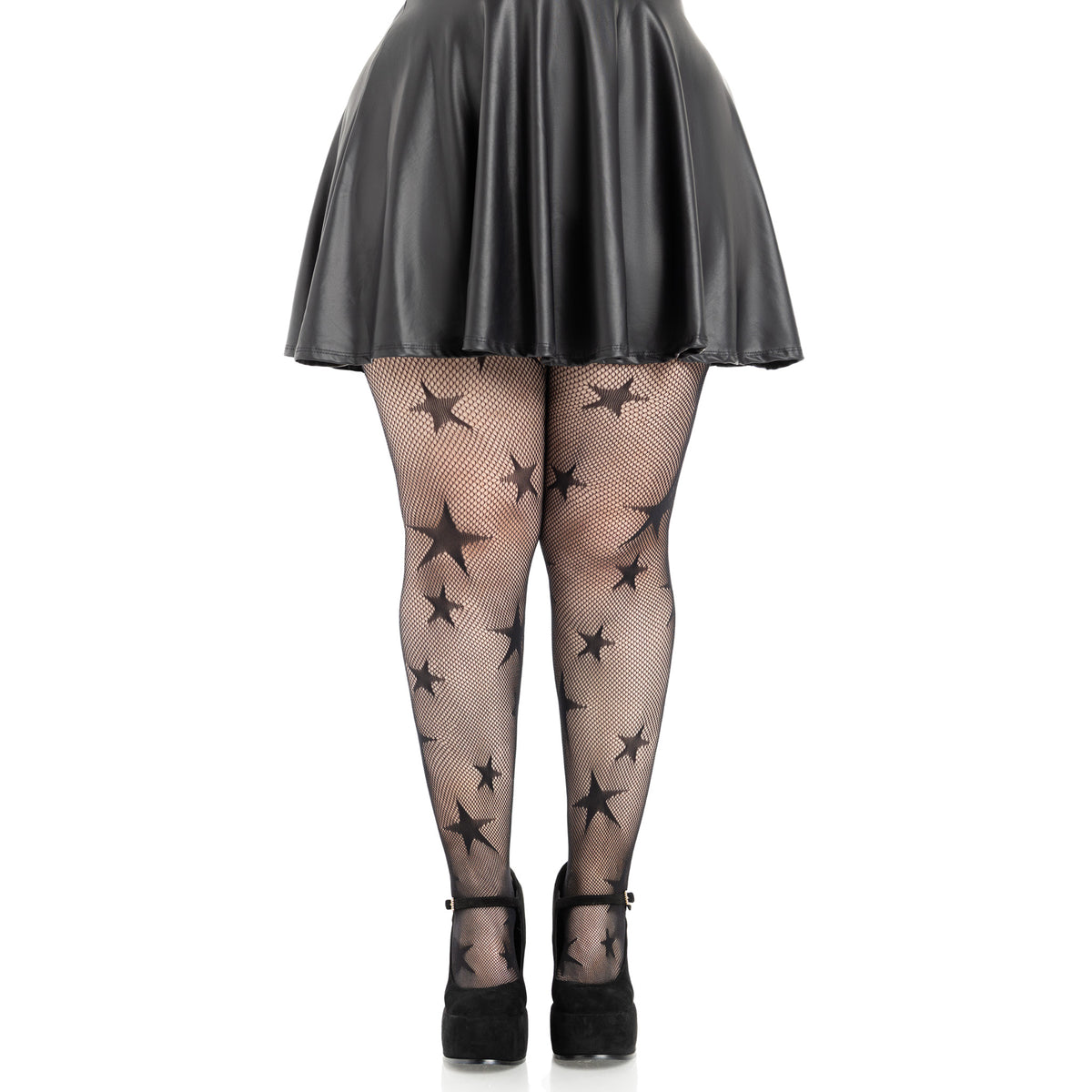 Black Plus Size Star Net Tights for Adults