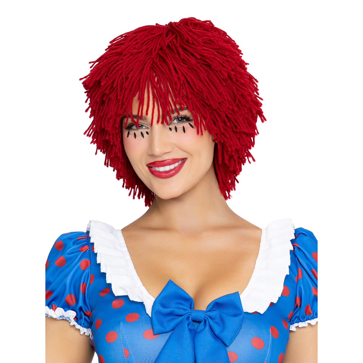 Perruque de poupée de chiffon en fil rouge pour adultes