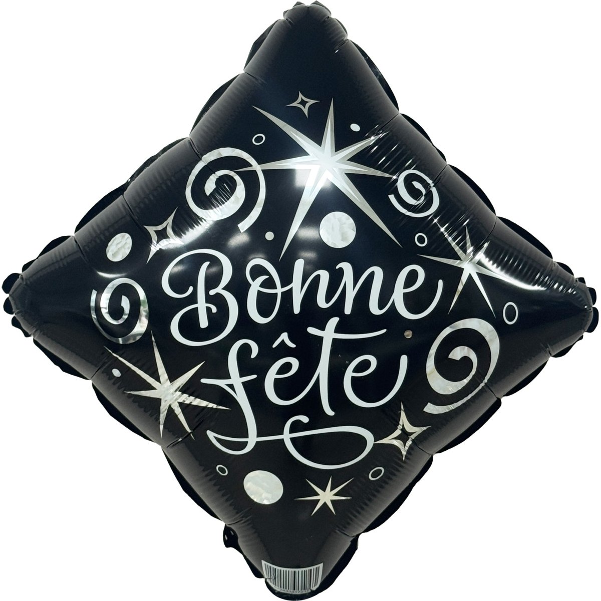 Ballon mylar carré "Bonne Fête" chic, noir et argenté, 18 pouces, 1 unité