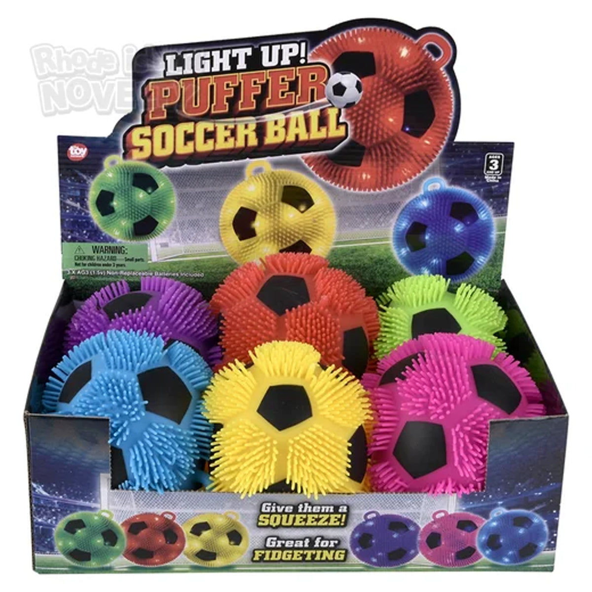 Ballon puffer de soccer lumineux, 6 pouces, Assortiment, 1 unité