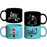 Jack & Sally Stackable Ceramic Mugs, Nightmare Before Christmas, 12 Oz, 2 Count