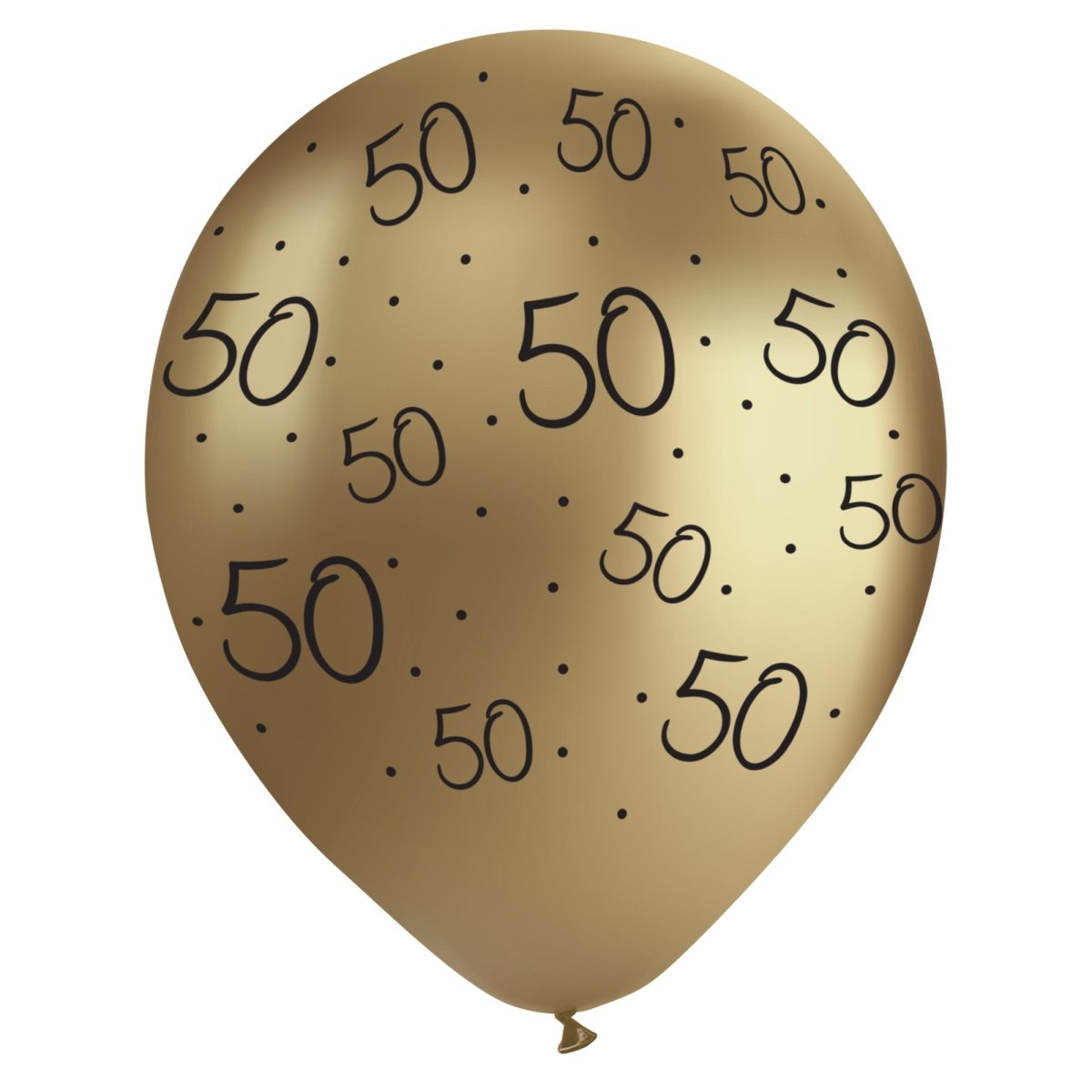 Golden Celebration 50th Birthday Gold Chrome Latex Balloons, 12 Inches, 12 Count