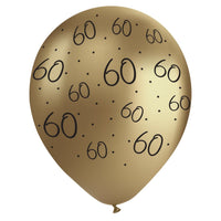 Golden Celebration 60th Birthday Gold Chrome Latex Balloons, 12 Inches, 12 Count