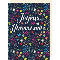 Flowers "Joyeux Anniversaire" Gigantic Card, 1 Count