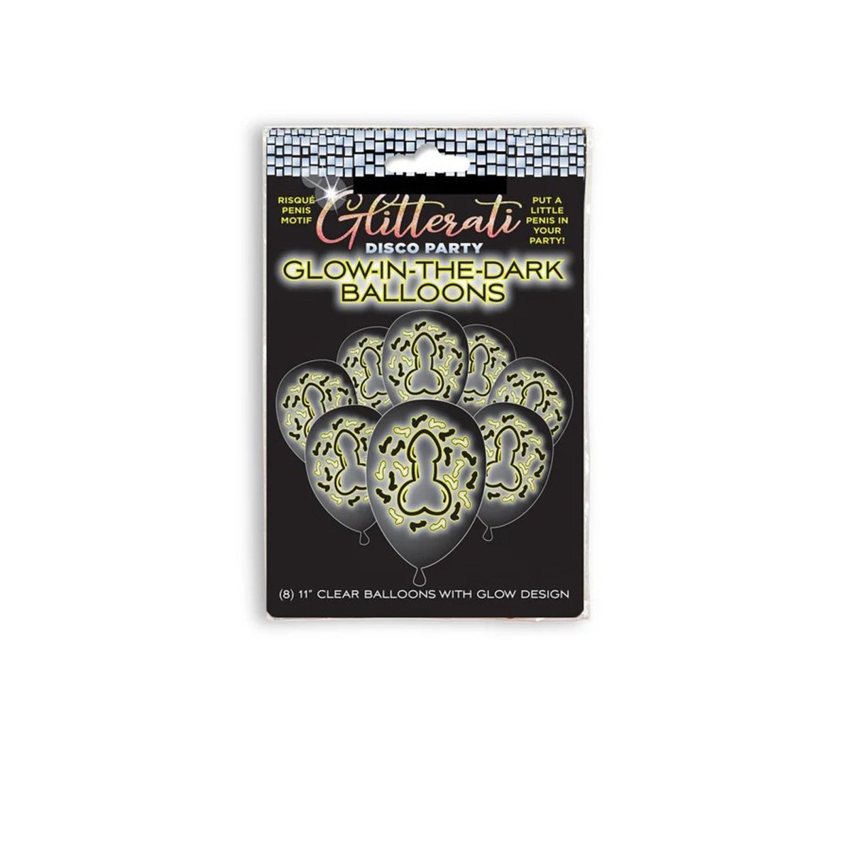 Glitterati Bachelorette Party Glow-In-the-Dark Penis Latex Balloons, 12 Inches, 8 Count