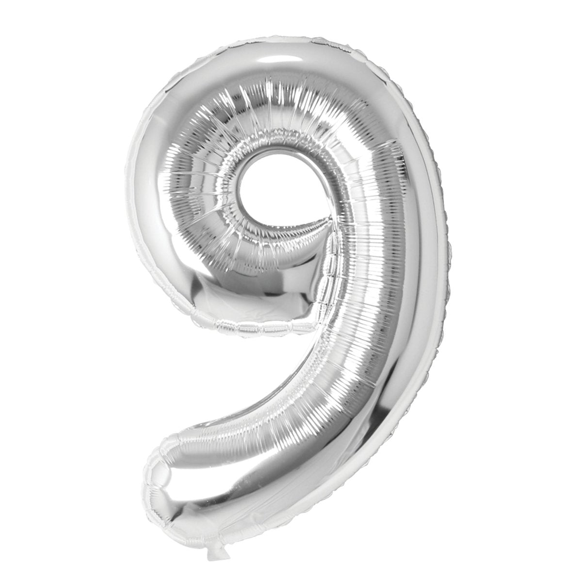 Ballon mylar numéro 9 argenté, 26 pouces, 1 unité
