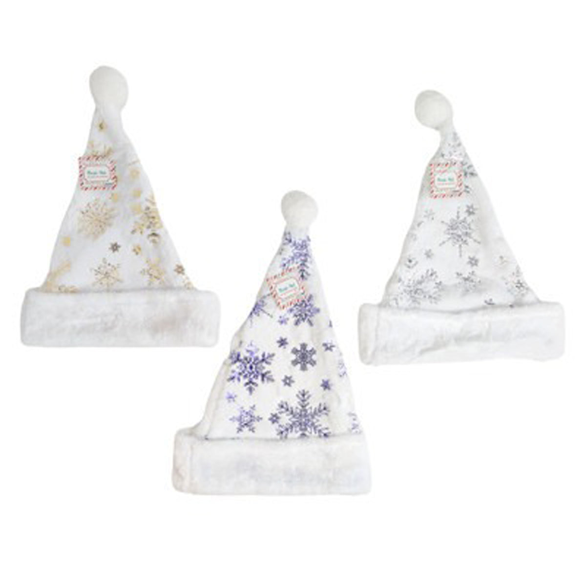White Santa Hat with Snowflakes, 16 x 12 Inches, Assortment, 1 Count