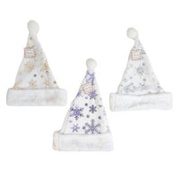 White Santa Hat with Snowflakes, 16 x 12 Inches, Assortment, 1 Count