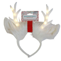 White Light-Up Reindeer Antler Headband, 1 Count