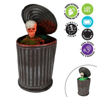 Animated Light-Up Trash Can with Skeleton, Halloween Decoration, 1 Count