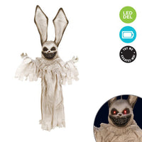 Hanging Light-Up Evil Rabbit with Red Pulsating Eyes, Halloween Decoration, 1 Count