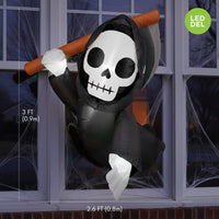 Inflatable LED Window Mounted Grim Reaper, Halloween Decoration