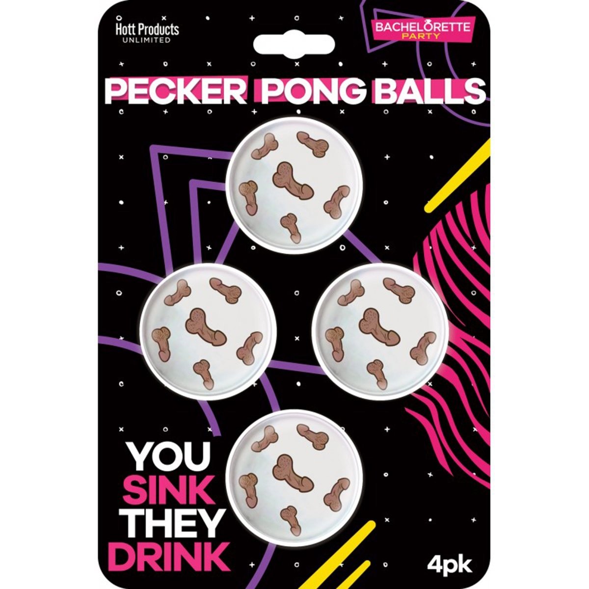 Pecker Beer Pong Balls, 4 Count