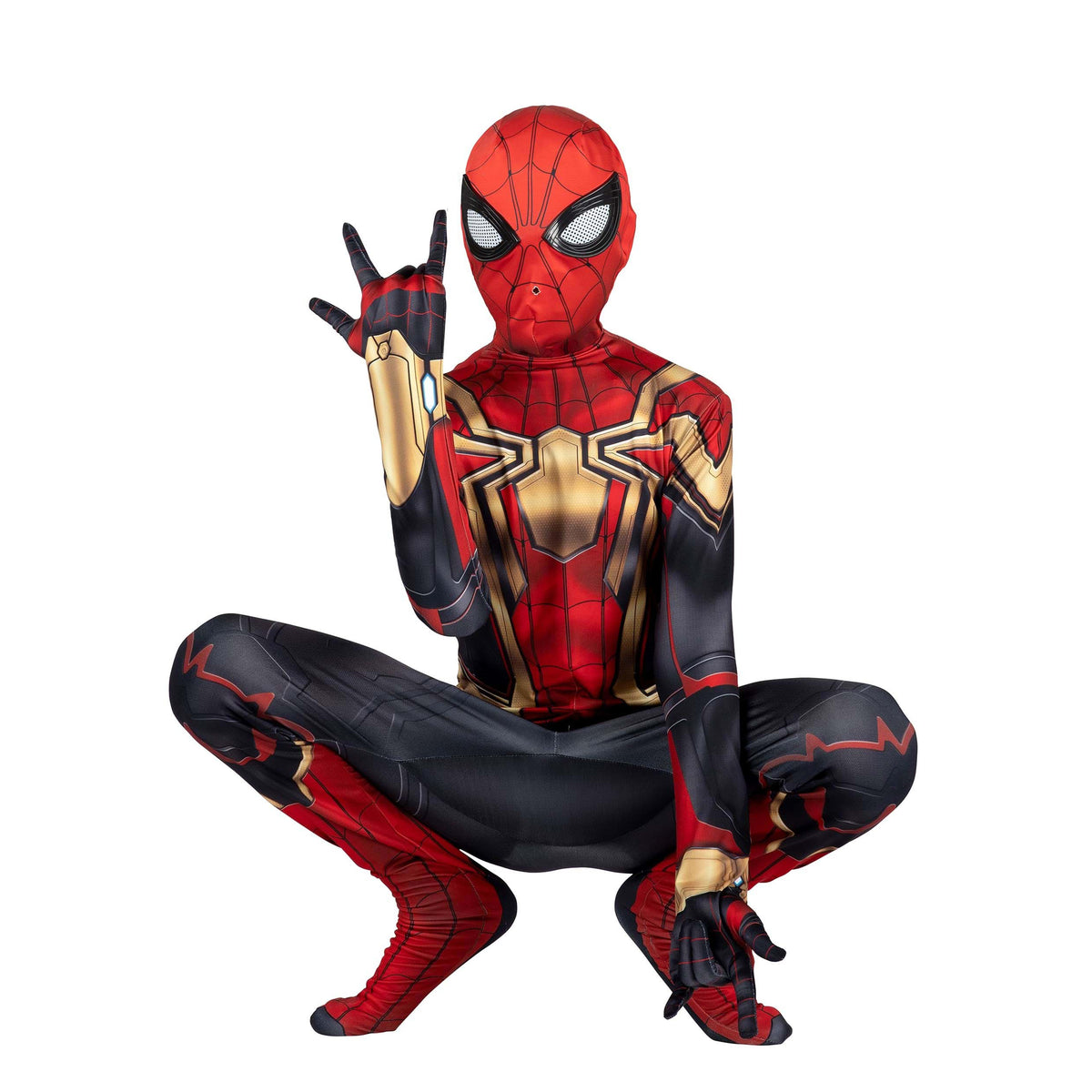 Costume zentai intégré de Spider-Man pour enfants, combinaison et masque