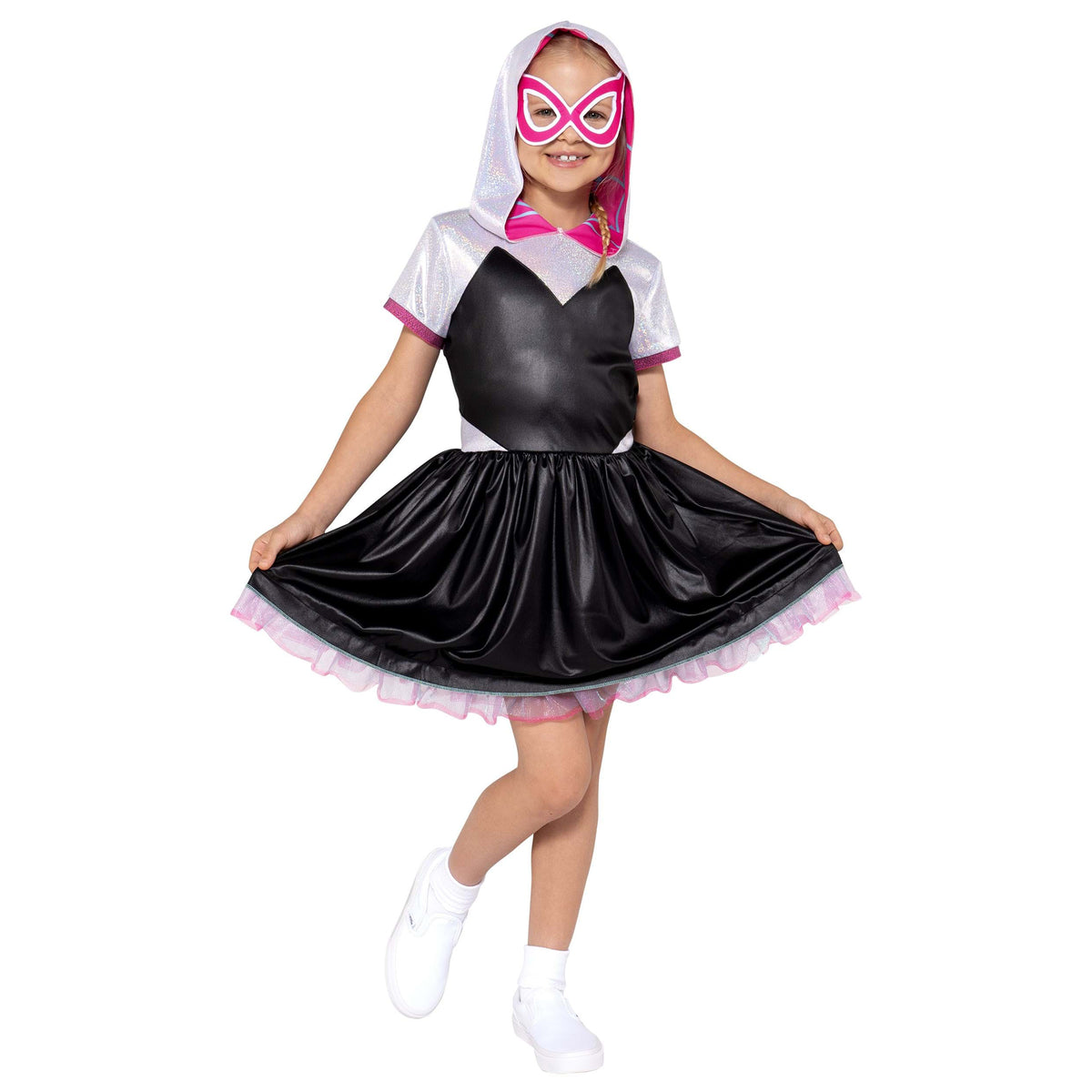 Costume de Ghost Spider pour enfants, Marvel, robe en tulle à capuchon et masque