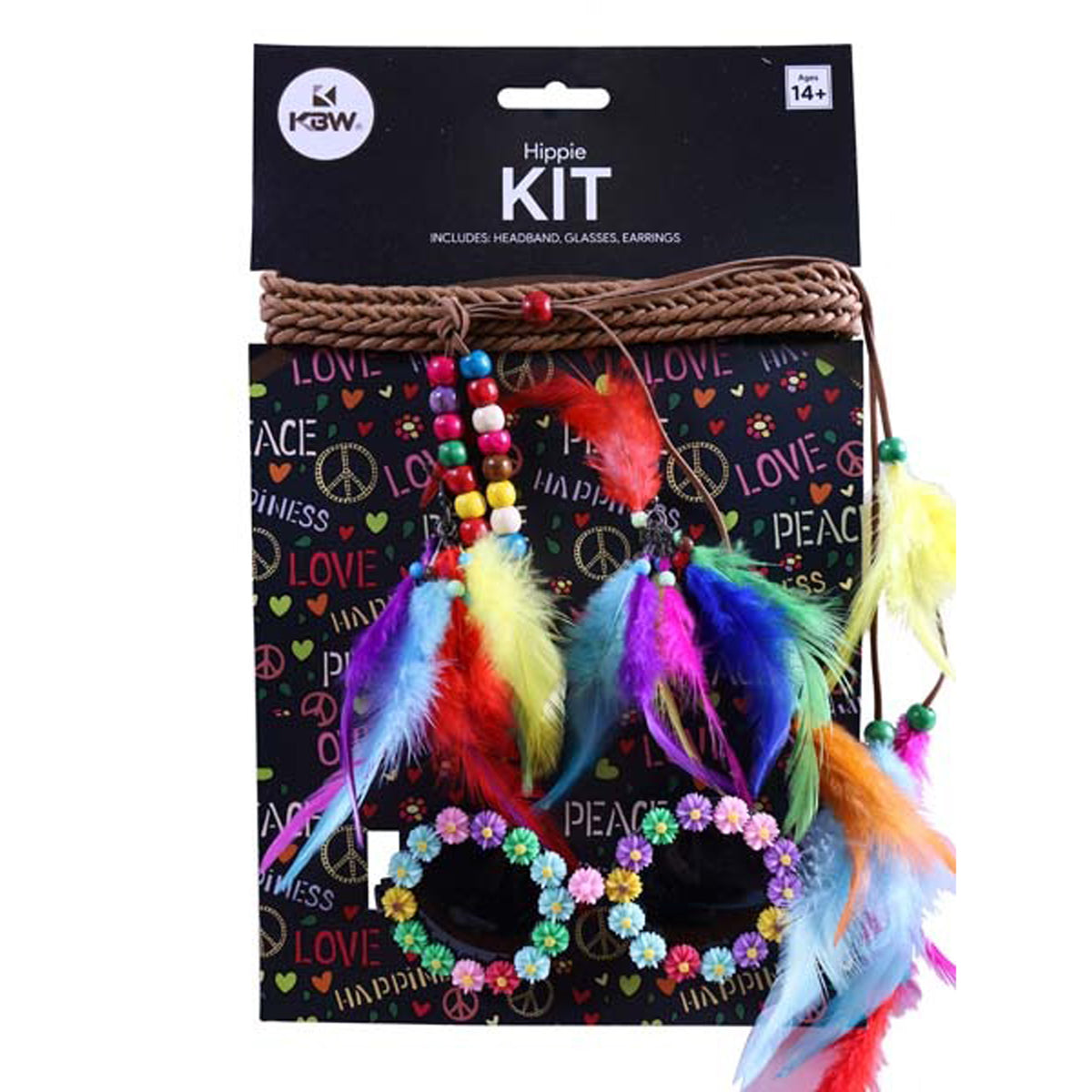 Ensemble d’accessoires de fête hippie pour adultes, 1 unité